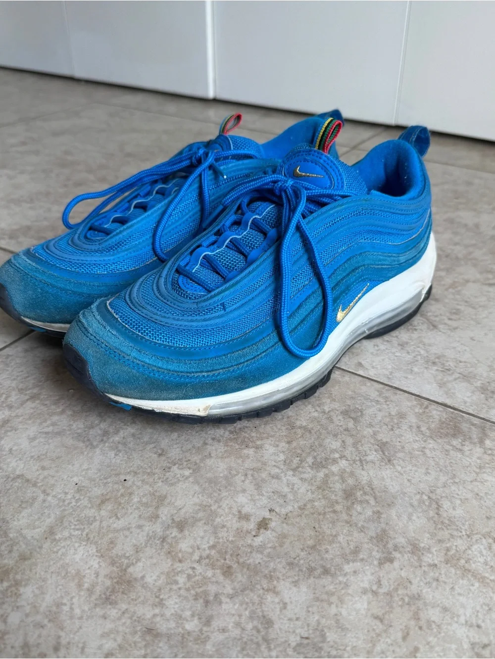 Nike Air Max 97 Blue with Gold Swoosh